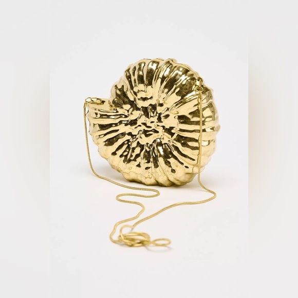 Zara Handbags - Zara mini gold shell purse crossbody with chain clutch evening party cocktail